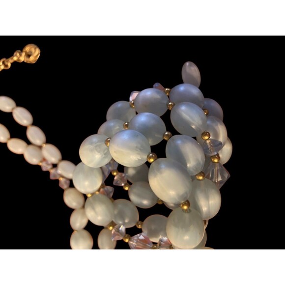 Signed LISNER Vintage Necklace and Bracelet Blue Thermoset Bead Retro Crystal - Picture 5 of 6